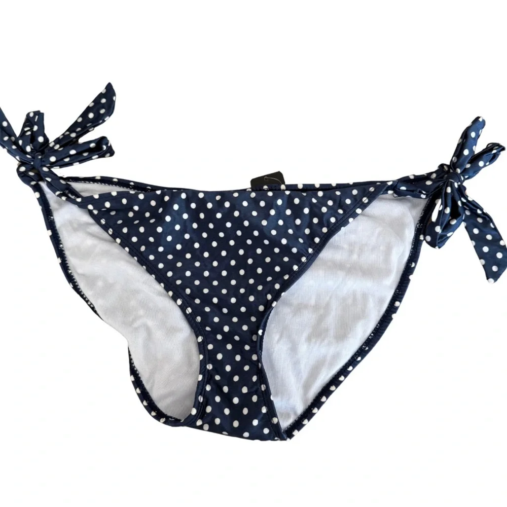 INGEAR Navy Polka Dot Swim Bottom Size Large NWT